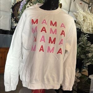 White 'MAMA' Graphic Sweater